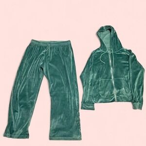 XL PINK brand Victoria's Secret Green velvour tracksuit with hoodie and pants